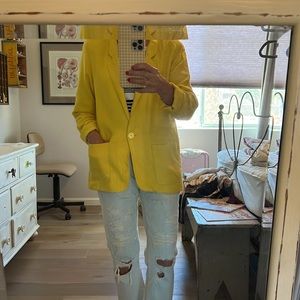 Nordstrom 1990’s petite focus - lemon yellow linen blazer